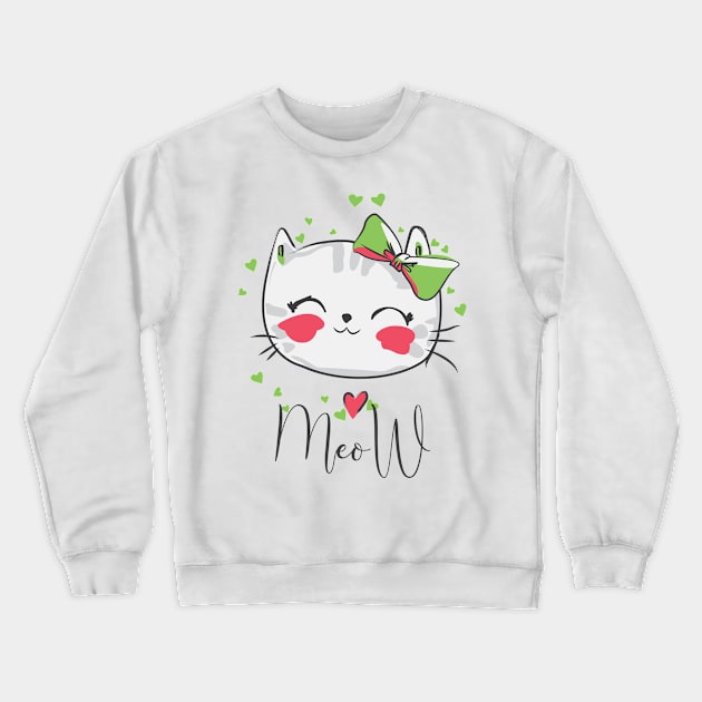 Cute cat drawing Crewneck Sweatshirt by playmanko